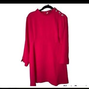 Valentine’s dress from Zara red/ Fuchsia Mini Dress With Button Shoulder.